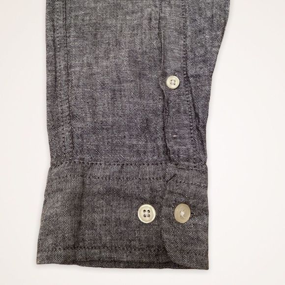 URBANMAN Linen Blend Heathered Gray Button Down Shirt - Picture 5 of 10